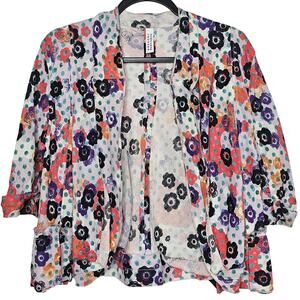 Gregory Parkinson Floral Linen Silk Blazer Women's Size 6 Lagenlook Artsy Summer